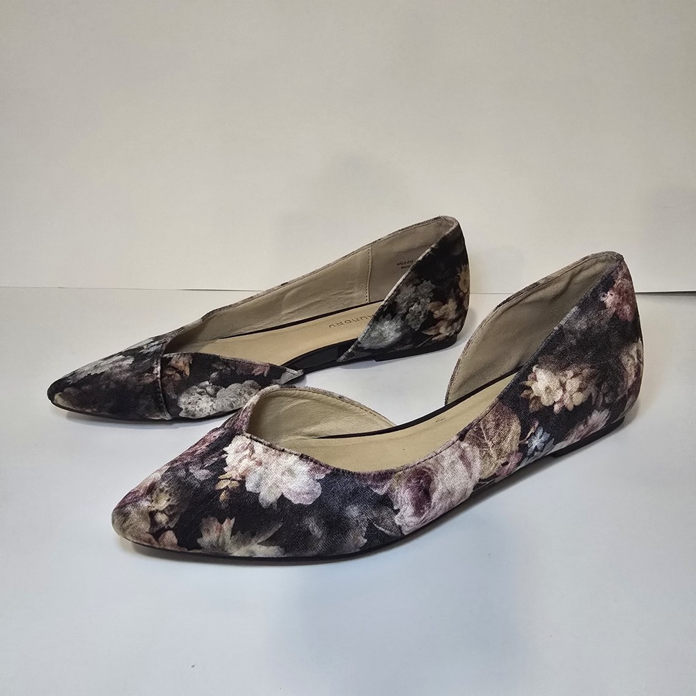 CL by Laundry Floral Velvet D'Orsay Flats Women's 8.5M Pointed Toe Fall